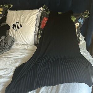 Zara sheer black medium asymmetrical hem pleated dress